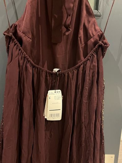 Mango Brown Glitter Hand Beaded Maxi Backless Dress size 10