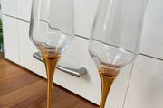 2 New Gold Rim Champagne Glasses
