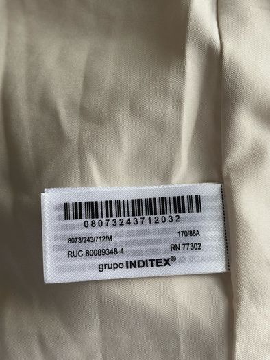 Zara semi long cream belted puffer jacket