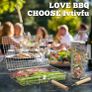 Grill Basket Set (Rectangular+Hexagon), Removable Wooden Handle, 304 Stainless Steel, Rolling Grilling Net, BBQ Accessories Tools for Vegetables Shrimp, Outdoor Cooking Camping, Birthday Gifts Image 4