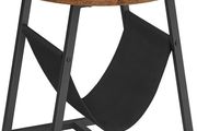 _Side Table, Bedside Table, Round Coffee Table with Storage Space, Removable Storage Bag, Metal Frame, 50 x 50 cm, for Living Room, Bedroom, Industrial Design, Vintage Brown/Black