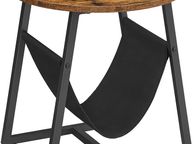 main image for ad _Side Table, Bedside Table, Round Coffee Table with Storage Space, Removable Storage Bag, Metal Frame, 50 x 50 cm, for Living Room, Bedroom, Industrial Design, Vintage Brown/Black