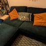 Green 3 seater sofa with matching footrest Image 6