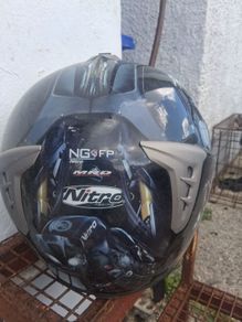 Leather biker pants and helmet