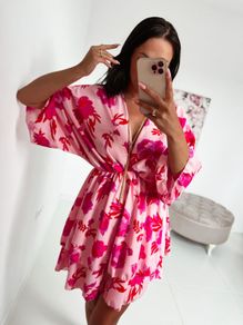 Light pink batwing sleeve dress