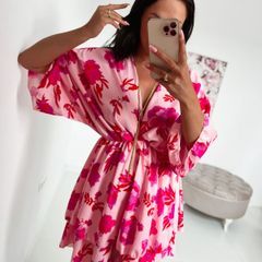 Light pink batwing sleeve dress