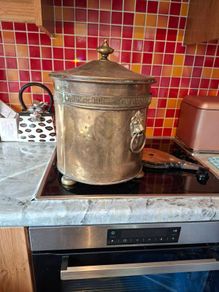 Brass Bucket and fireplace set