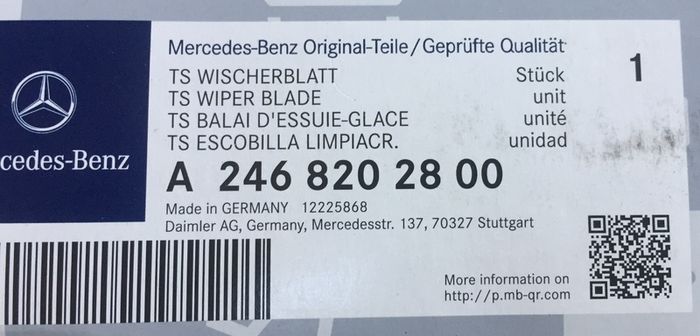 Wiper Blades (Mercedes B Class W246 2015 on)