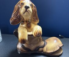 Vintage Large Italian Porcelain Figurine 'Dog in Boot'