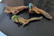 Dragon Lizard on log x 3