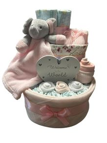 Baby Shower/Nappy Cake Luxury Elephant 3 Tier ( Natural.Blue,Pink)