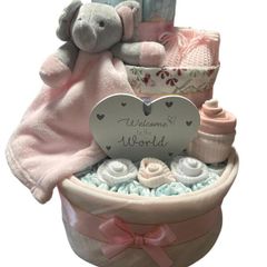 Baby Shower/Nappy Cake Luxury Elephant 3 Tier ( Natural.Blue,Pink)