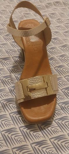 Gold block sandals