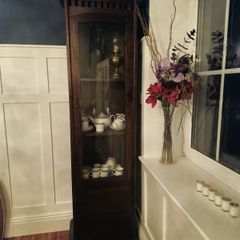 Tall Solid Dark Wood Display Cabinet