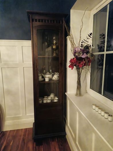 Tall Solid Dark Wood Display Cabinet