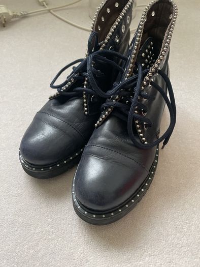 Dark Navy leather ankle boots Marco Moreo Size 38