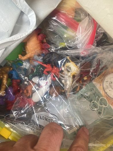 bag of toys and figures
