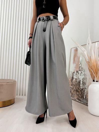 Gray wide leg trousers