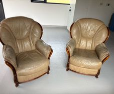 Leather couch and arm chairs