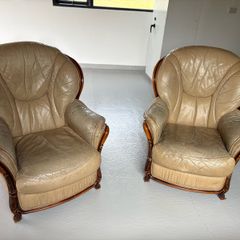 Leather couch and arm chairs