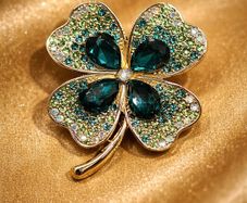 Crystal Four-Leaf Clover Brooch