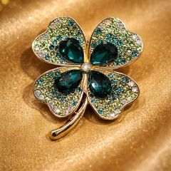 Crystal Four-Leaf Clover Brooch
