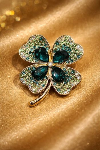 Crystal Four-Leaf Clover Brooch