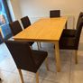Table & 6 Brown Fabric Chairs Image 3
