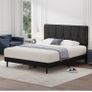 Small Double Bed Frame, Black, Upholstered Wooden Slat Bed Frame with Headboard Image 3
