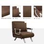 Convertible 1-Seater Armchair Sofa Bed with Removable Quilted Upholstery Grand Comfort Cushion Metal Armrests Suede Brown Image 3