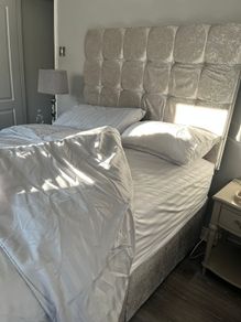Plush bed base and headboard