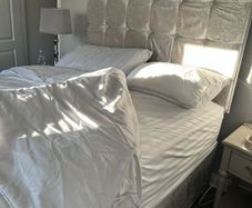 Plush bed base and headboard