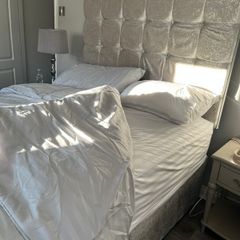 Plush bed base and headboard