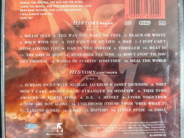 Michael Jackson - HIStory - Past, Present And Future - Book I 2xCD (1995) Pop R&B EX+ FATBOX VERSION