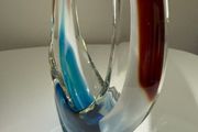 Vintage Art Glass Basket Bowl - Hand Blown