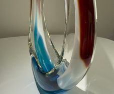 Vintage Art Glass Basket Bowl - Hand Blown