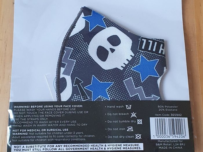 BNIP - A Reusable Childs Fabric Mask - #