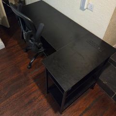 Desk and chair.