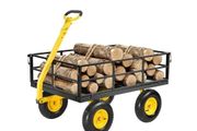 Steel Garden Cart 1200lb Capacity Heavy Duty Yard Wagon Cart 13in Tires