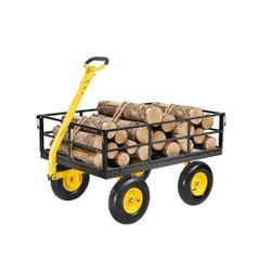 Steel Garden Cart 1200lb Capacity Heavy Duty Yard Wagon Cart 13in Tires