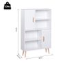 Sideboard Bookshelf Free Standing Bookcase Shelves Unit Display Storage Cabinet w/ Adjustable Shelves, Wooden Leg, Two Doors, White Image 2