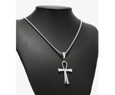 Silver Ankh Cross Necklace + matching earrings available