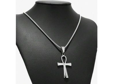 Silver Ankh Cross Necklace + matching earrings available