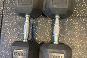 Dumbbells Rubber Hex 15kg Pair