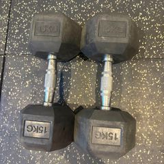 Dumbbells Rubber Hex 15kg Pair
