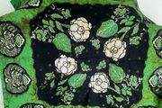 Green floral plant flora scarf shawl breathable cotton 16 inches x 16 inches in excellent condition with no issues FREE STANDARD POSTAGE INCLUDED
