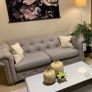 Grey Chesterfield Couch & Chairs Image 2