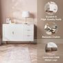 Cream Sideboard Storage Cabinet, Decorative Ribbed Wooden Buffet Storage Cabinet with 2 Doors and 3 Drawers Living Room Hallway Kitchen Sideboard, 120 x 40 x 77cm Image 4