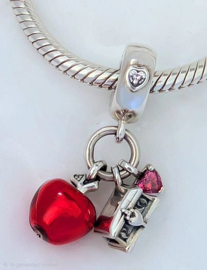 Pandora Disney Snow White apple and heart dangle charm