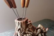 Jolly Swagman Pottery Cocktail Fork Holder